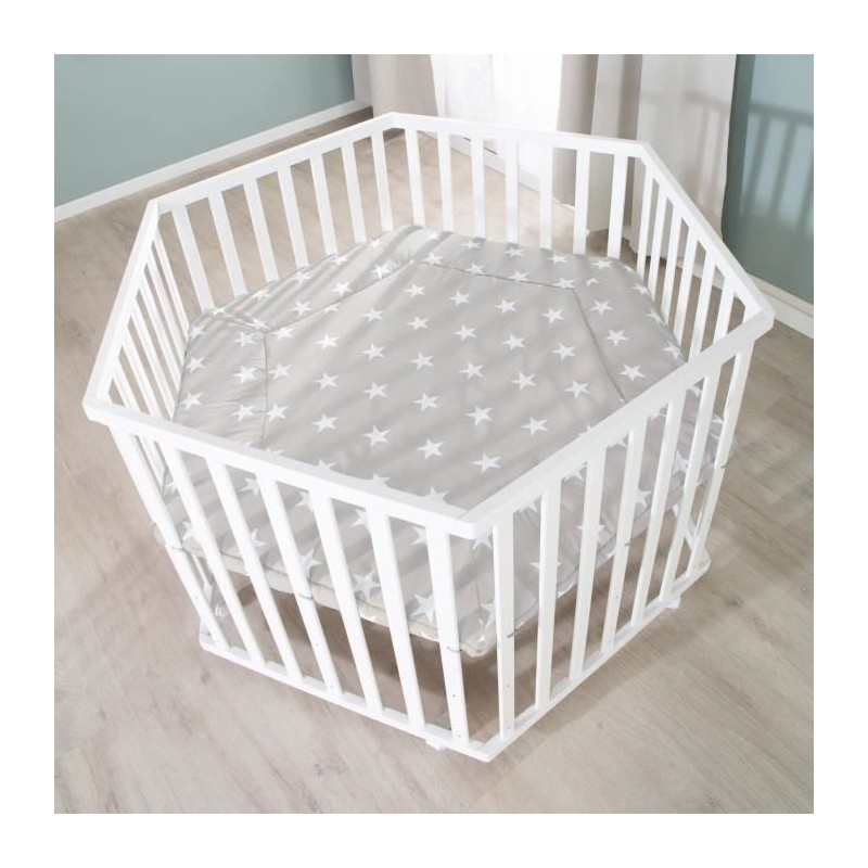 ROBA LITTLE STARS Hegaxonal Baby Playpen - Adjustable Height - Padded