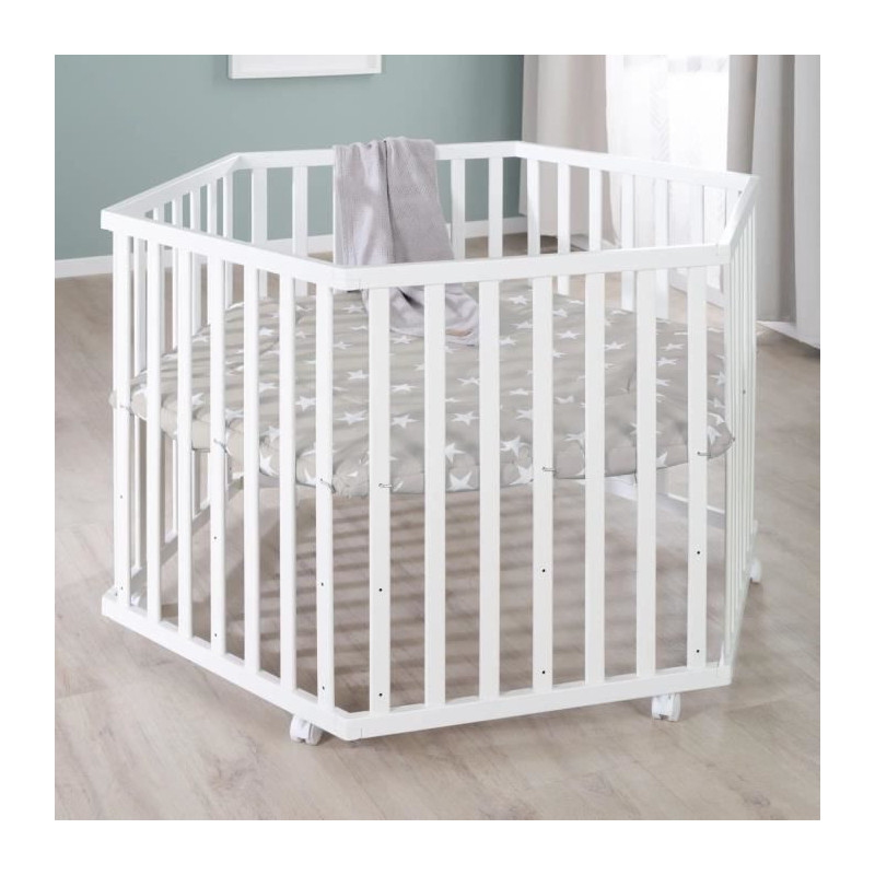 ROBA LITTLE STARS Hegaxonal Baby Playpen - Adjustable Height - Padded