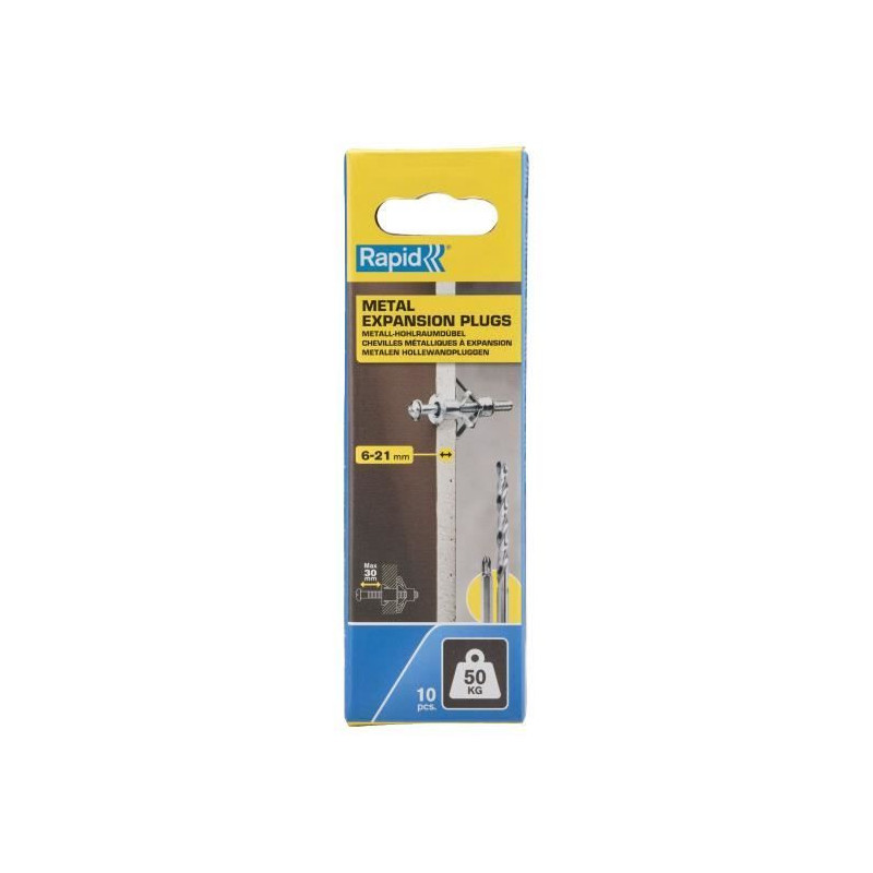 Blister pack of 10 pcs. metal expansion plugs ø13x52 screws m6x63 500