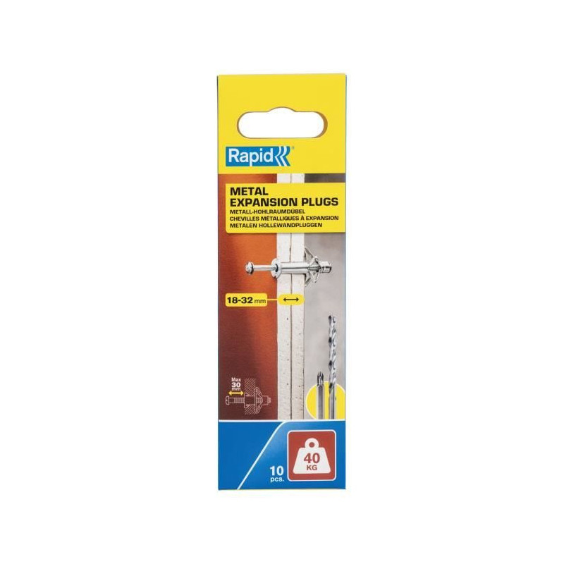 Blister pack of 10 pcs. metal expansion plugs ø11x65 screws m5x74 500