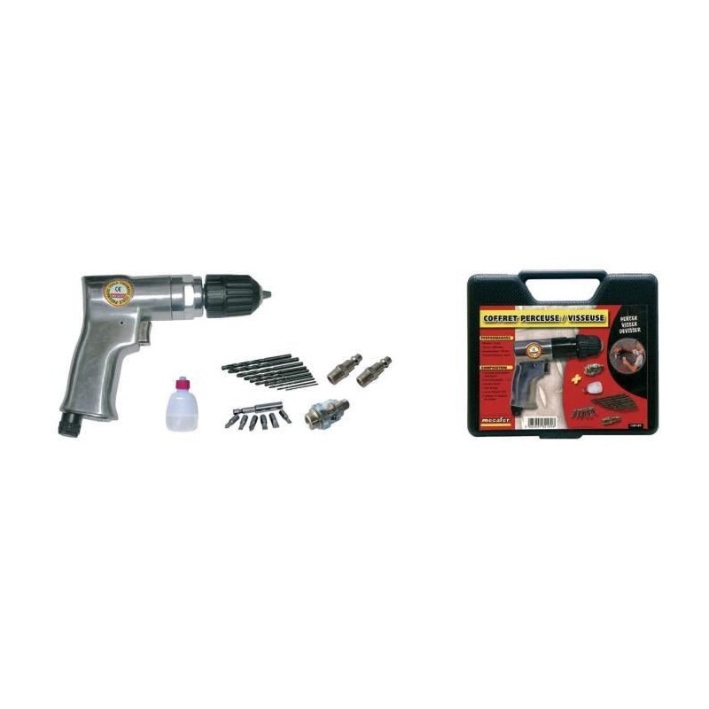 MECAFER Bmc Drill and Pneumatic Tightener with 10 Drill Bits