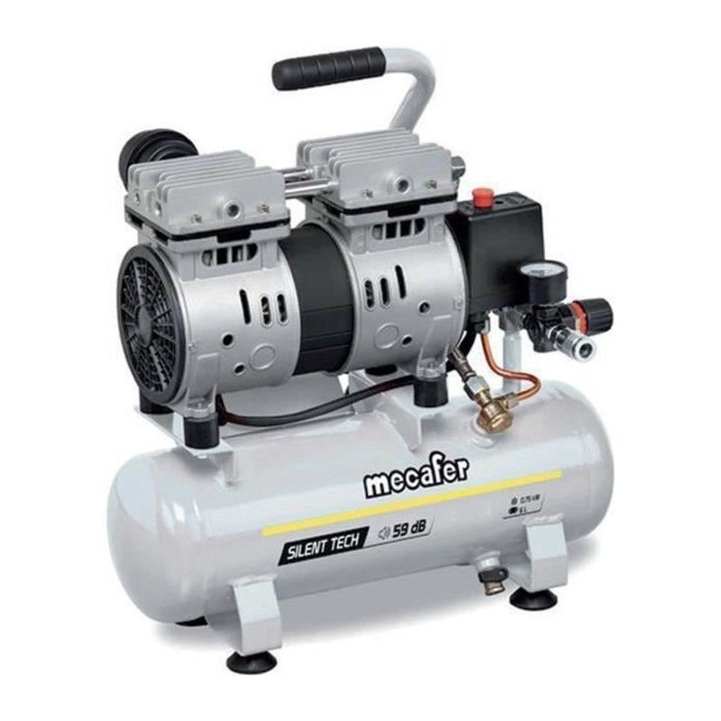 MECAFER Silent compressor - 425513 - 6L - 0,5HP - Gray