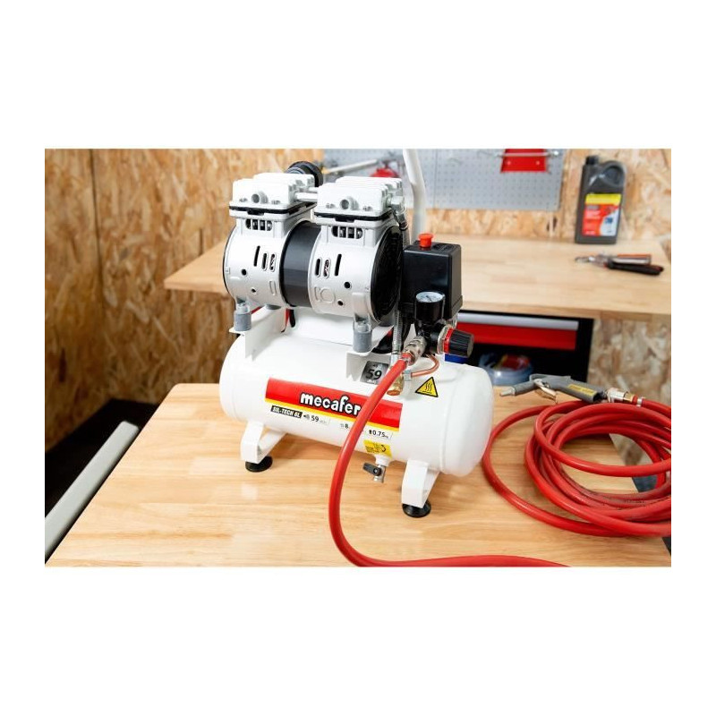 MECAFER Silent compressor - 425513 - 6L - 0,5HP - Gray
