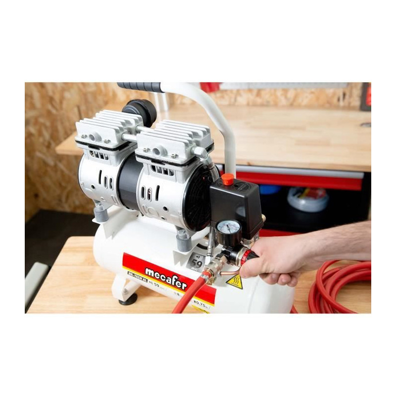 MECAFER Silent compressor - 425513 - 6L - 0,5HP - Gray