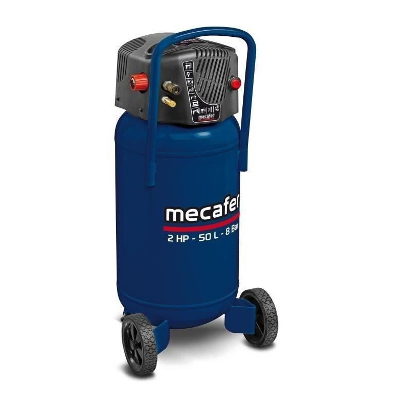 Vertical compressor - MECAFER - 425790 - 50 L - Blue coaxial - Oil-fre