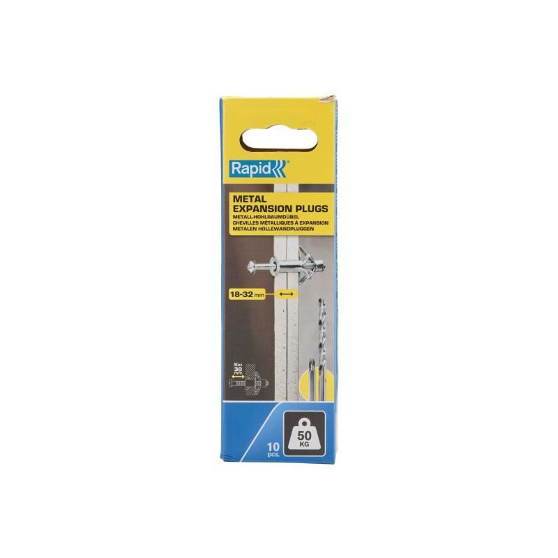 Blister pack of 10 pcs. metal expansion plugs ø13x65 screws m6x75 500