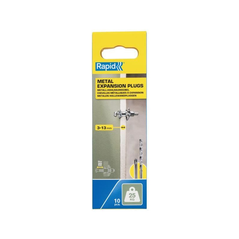 Blister pack of 10 pcs. metal expansion plugs ø8x32 screws m4x40 5001