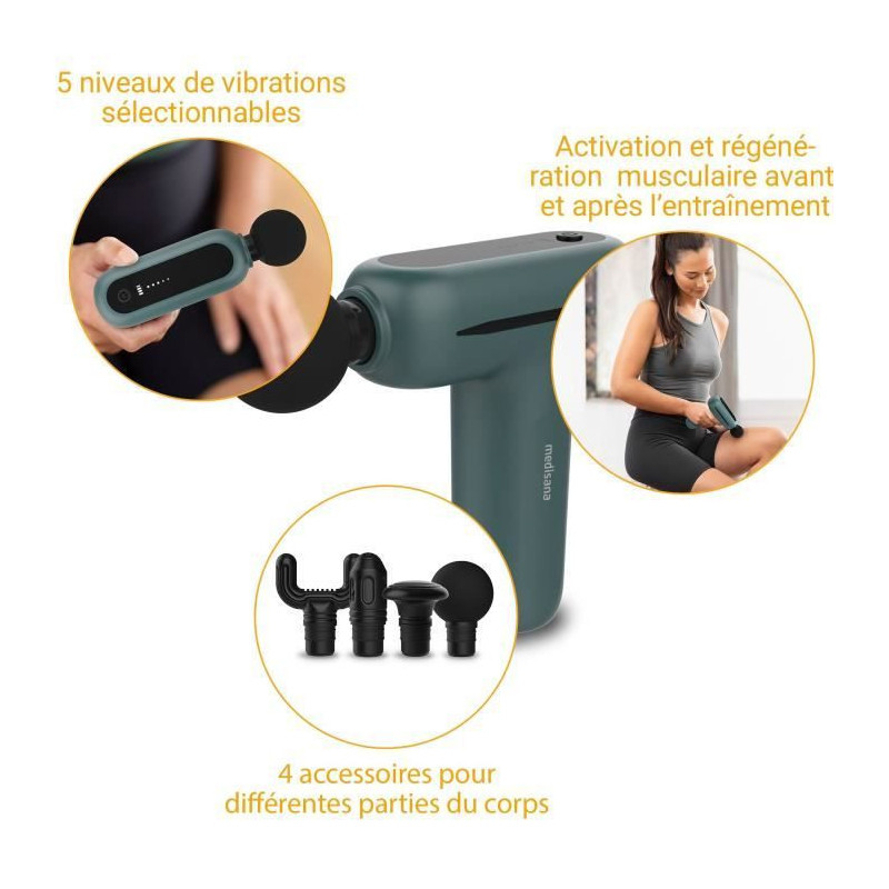 Massage gun - MEDISANA MG 200 - 5 percussion levels - 5 V - 50 dB - Gr