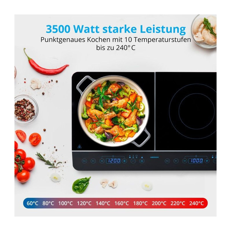 Tabletop induction hob - MEDION - MD 15324 - 2 burners - L 60.3 x D 35
