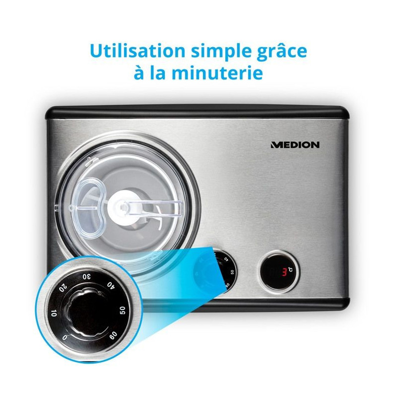 MEDION Electric aluminum ice cream and yogurt maker with compressor, i