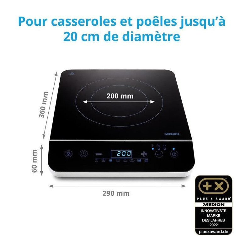 Tabletop induction hob - MEDION - MD 17595 - 1 burner - L 29 x D 36 cm
