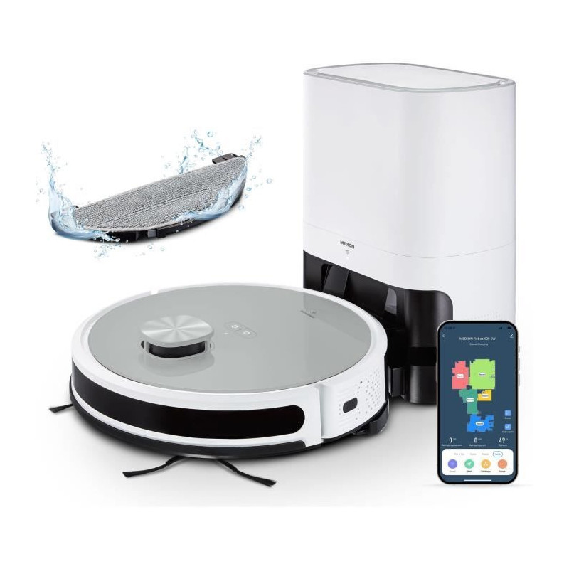 MEDION X21 SW - Robot Vacuum Cleaner with Drain Station - Laser Naviga