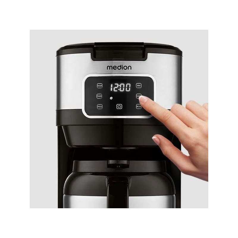 Digital Insulated Filter Coffee Maker - MEDION - 900W - 1.2L - Silver