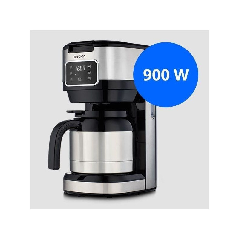 Digital Insulated Filter Coffee Maker - MEDION - 900W - 1.2L - Silver