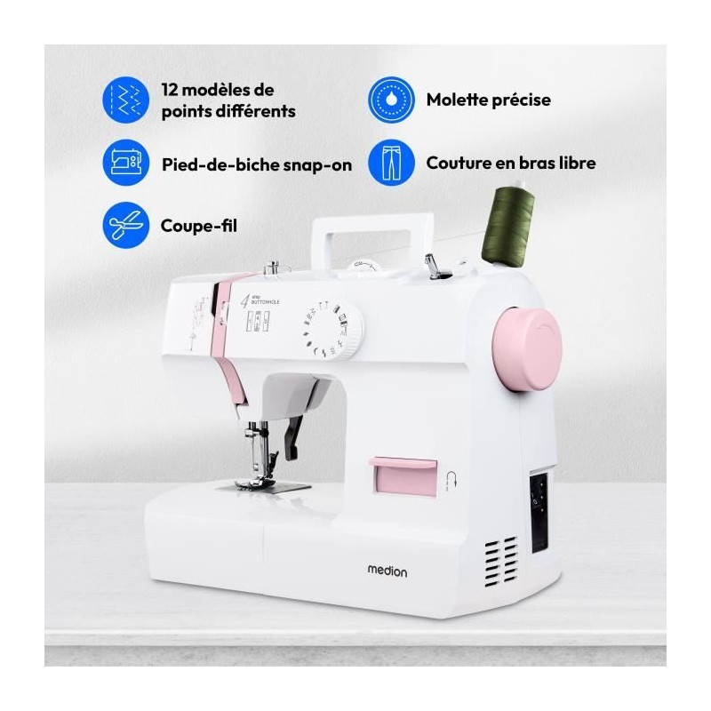 Sewing Machine - MEDION - SM 70 - 71W - 12 Stitches - 700 rpm - LED -