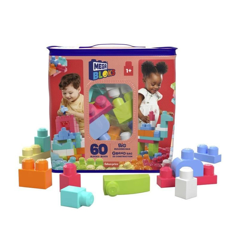 MEGABLOKS First Builders - Sac Medium Rose - 60 Blocs