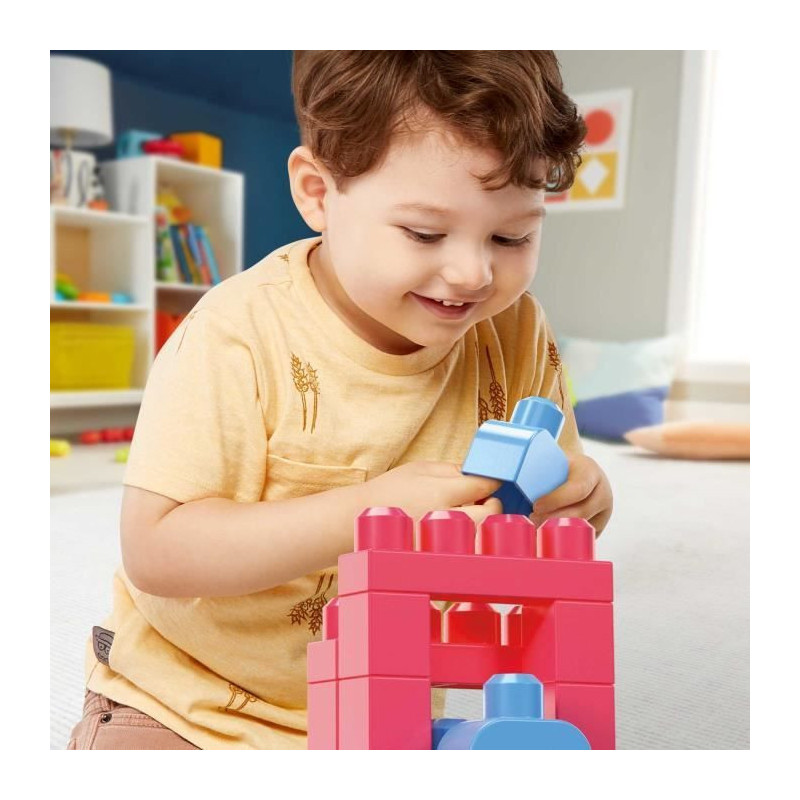 MEGABLOKS First Builders - Sac Medium Rose - 60 Blocs