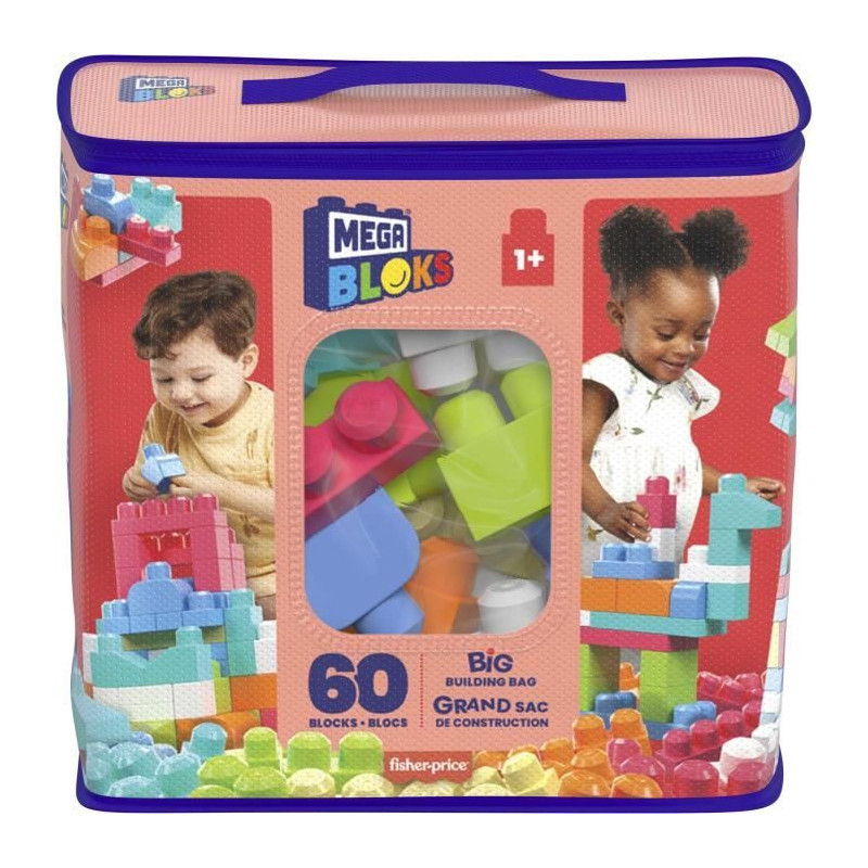 MEGABLOKS First Builders - Sac Medium Rose - 60 Blocs