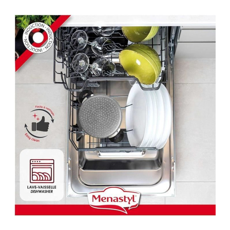Couscoussier - MENASTYL - 6020033 - Marble effect aluminum - 9 liters