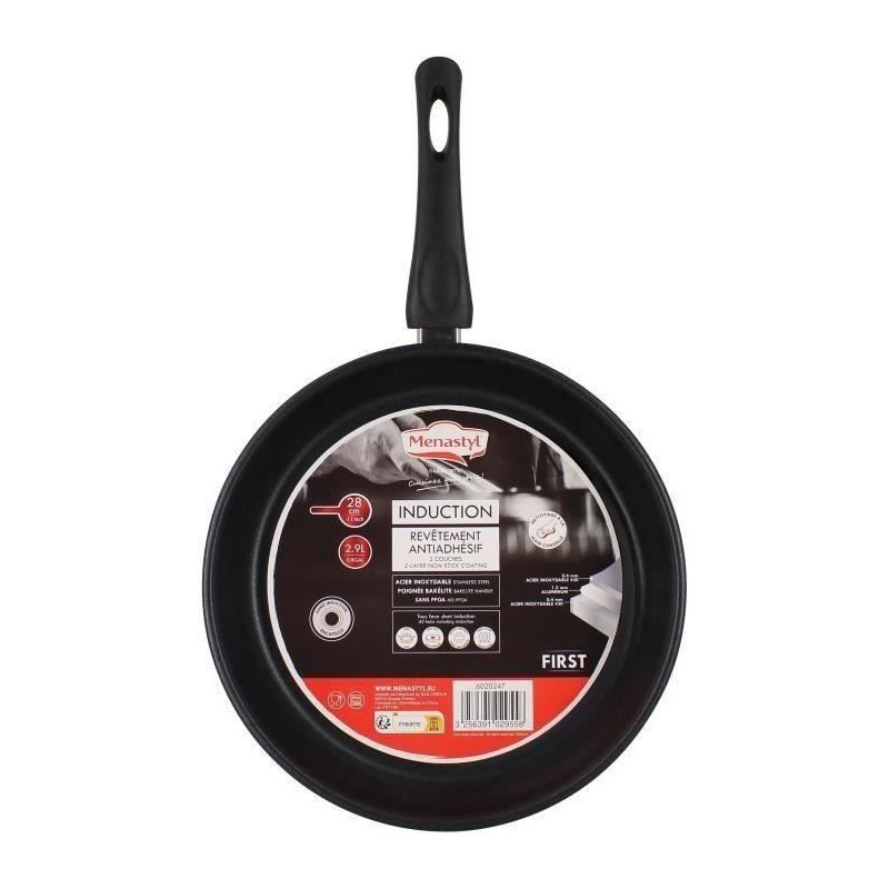 Frying pan - MENASTYL - 6020247 - Stainless steel - 28 cm - Suitable f