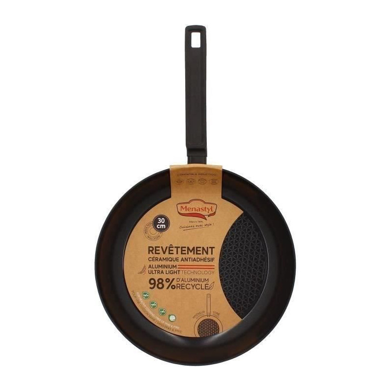Frying pan - MENASTYL - 6020639 - Forged aluminum - 30 cm - Black - Su