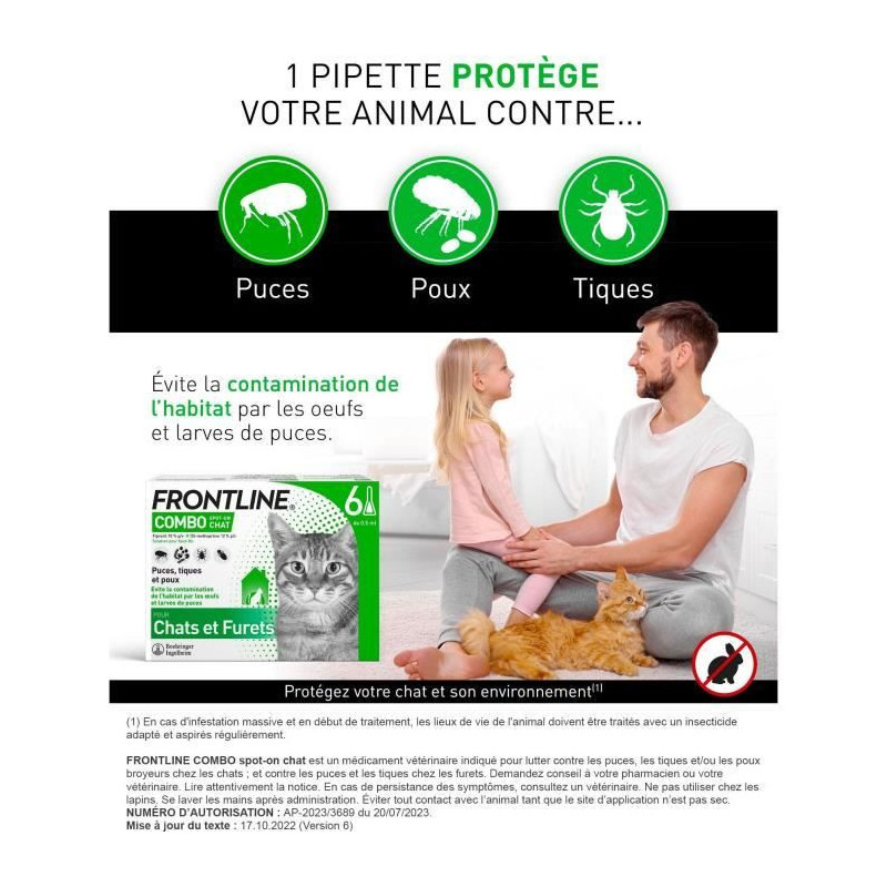 Frontline Combo Chats and Ferrets 6 pipettes