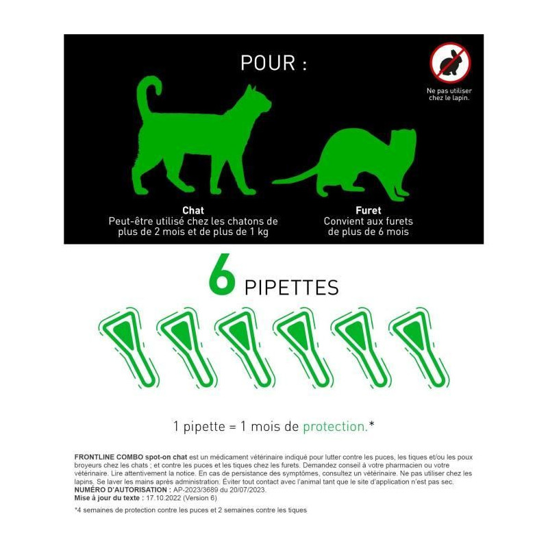 Frontline Combo Chats and Ferrets 6 pipettes