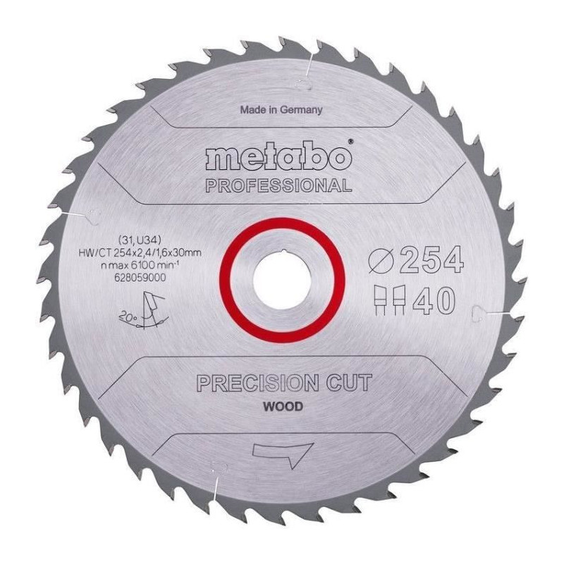 Pro circular saw blade - METABO - Precision Cut Wood HW/CT 254x30, 40