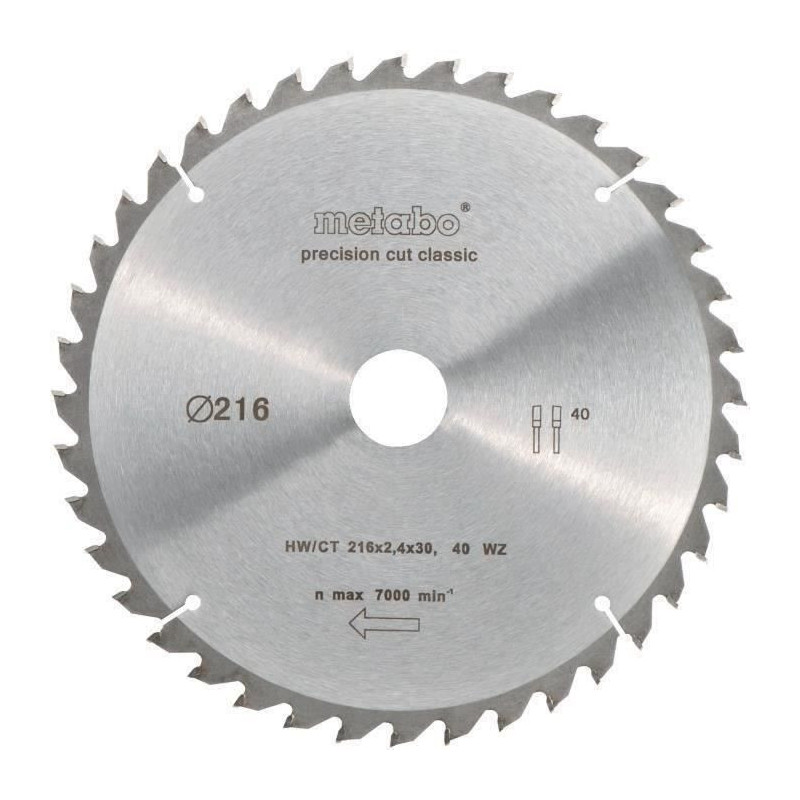 METABO Precision cut circular saw blade - 216 mm - 40 teeth - Miter an