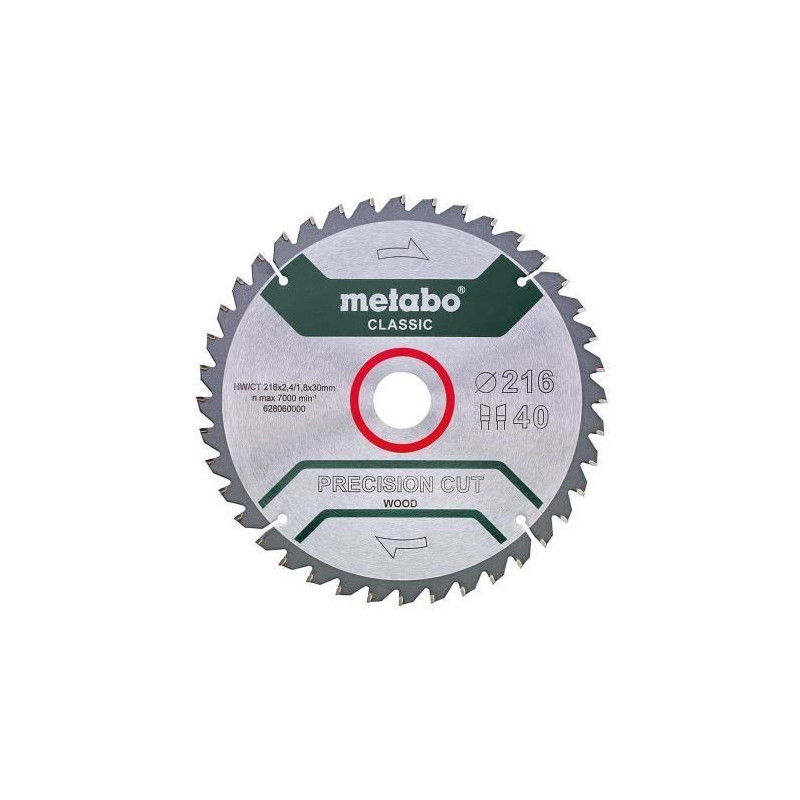 METABO Precision cut circular saw blade - 216 mm - 40 teeth - Miter an