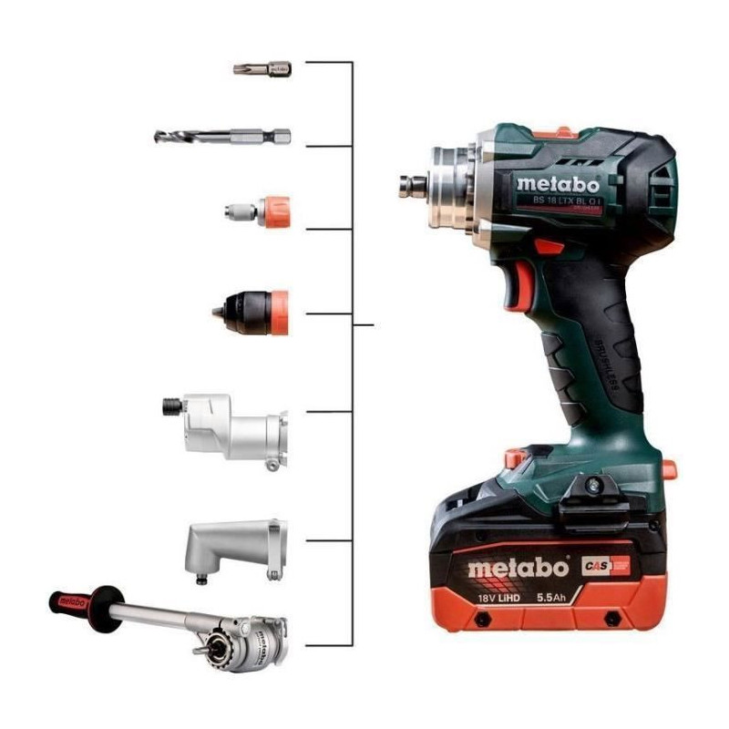 Cordless drill driver - METABO - BS 18 LTX BL QI - 18 V - MetaBOX 145