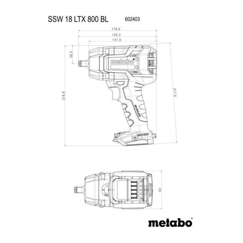 Cordless impact driver - METABO - SSW 18 LTX 800 BL - 18 V - 800 Nm