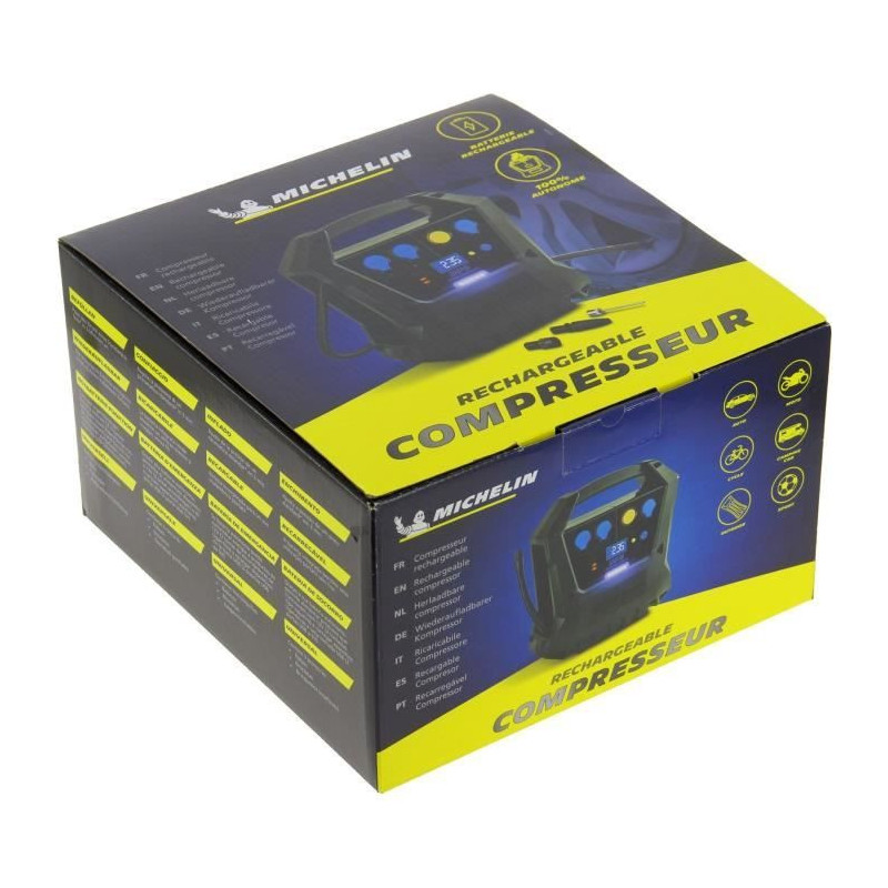MICHELIN - Rechargeable cordless compressor - 6.9 Bar - 100 PSI
