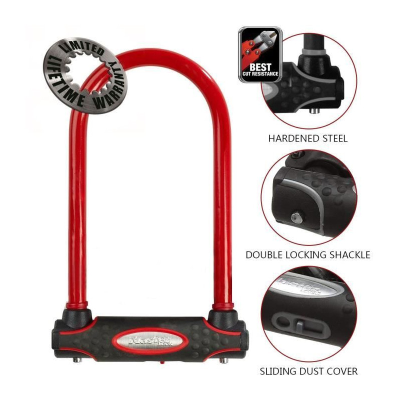 MASTER LOCK U Bike Lock [With Key] [Universal Bike Holder] [Certified