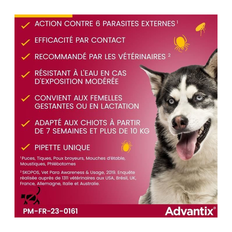 Advantix Dog Antiparasitic solution Average breed 10 to 25kg 6 pipette