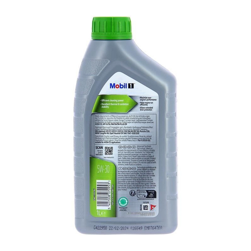 Engine oil can - MOBIL1 - 5W30 ESP - 1 L - 4 seasons