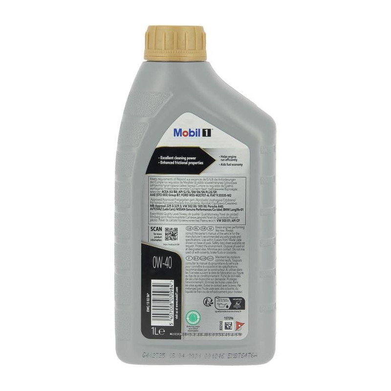 Engine oil can - MOBIL1 - 0W-40 FS - 1 L - 4 seasons