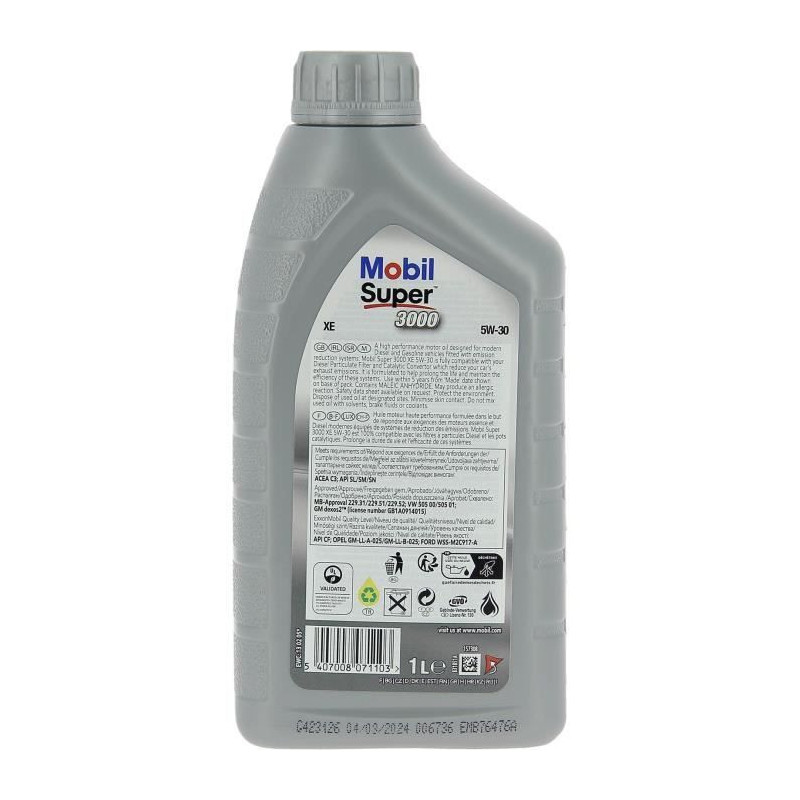 Engine oil can - MOBIL - S3000 5W30 XE - 1 L - 4 seasons
