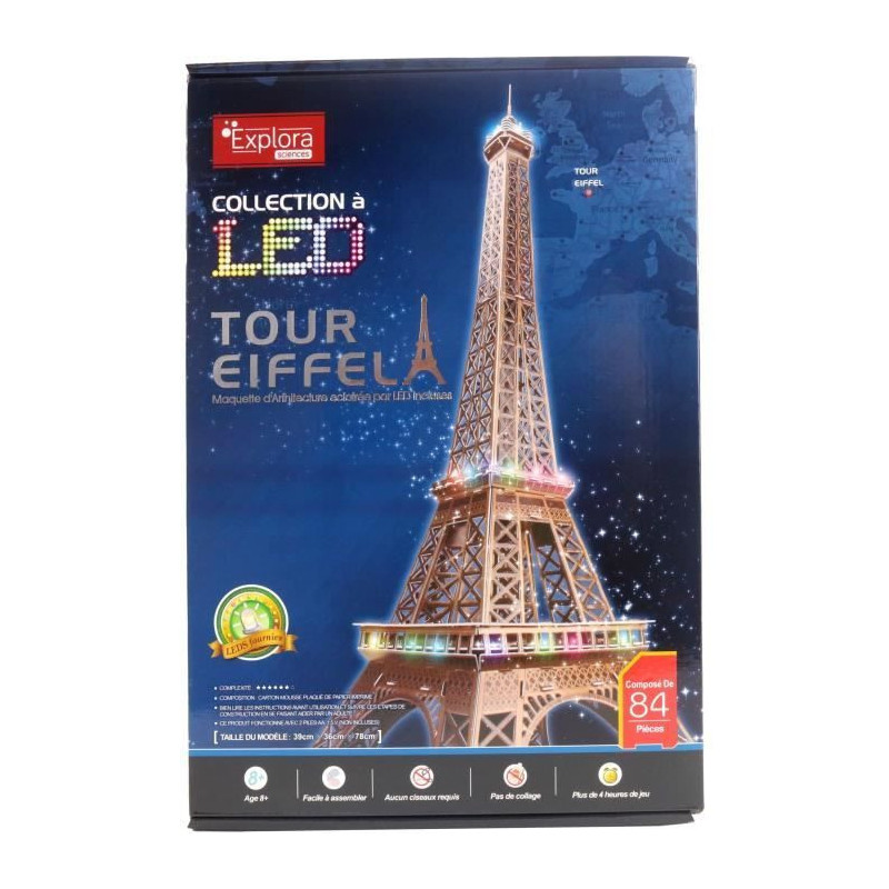 3D Light-Up Puzzle - All Eiffel - Construction Game - EXPLORA - 84 Pie
