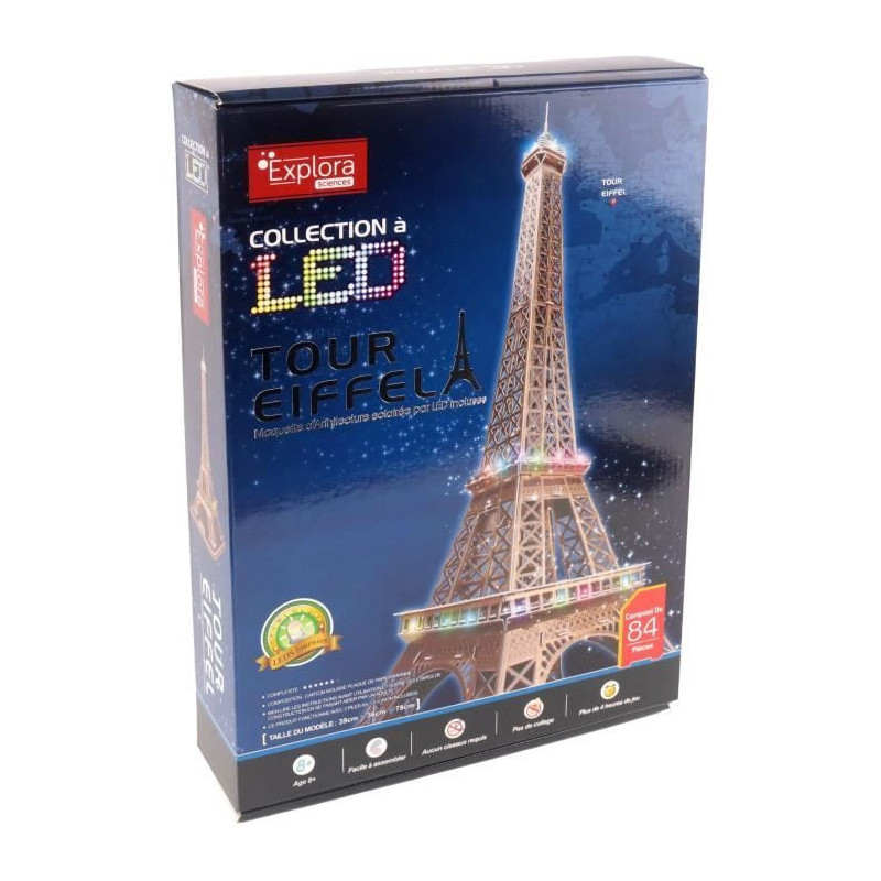 3D Light-Up Puzzle - All Eiffel - Construction Game - EXPLORA - 84 Pie