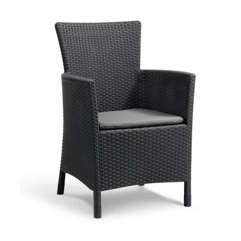 IOWA Woven rattan-look garden armchair Gray