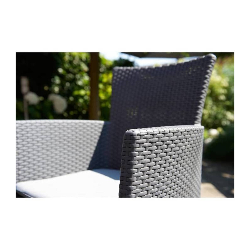 IOWA Woven rattan-look garden armchair Gray