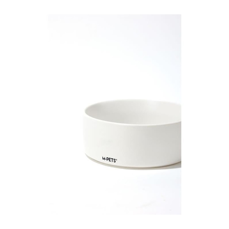 Ceramic bowls with bamboo stand 2x350 ml - Mpets - OPERA - White