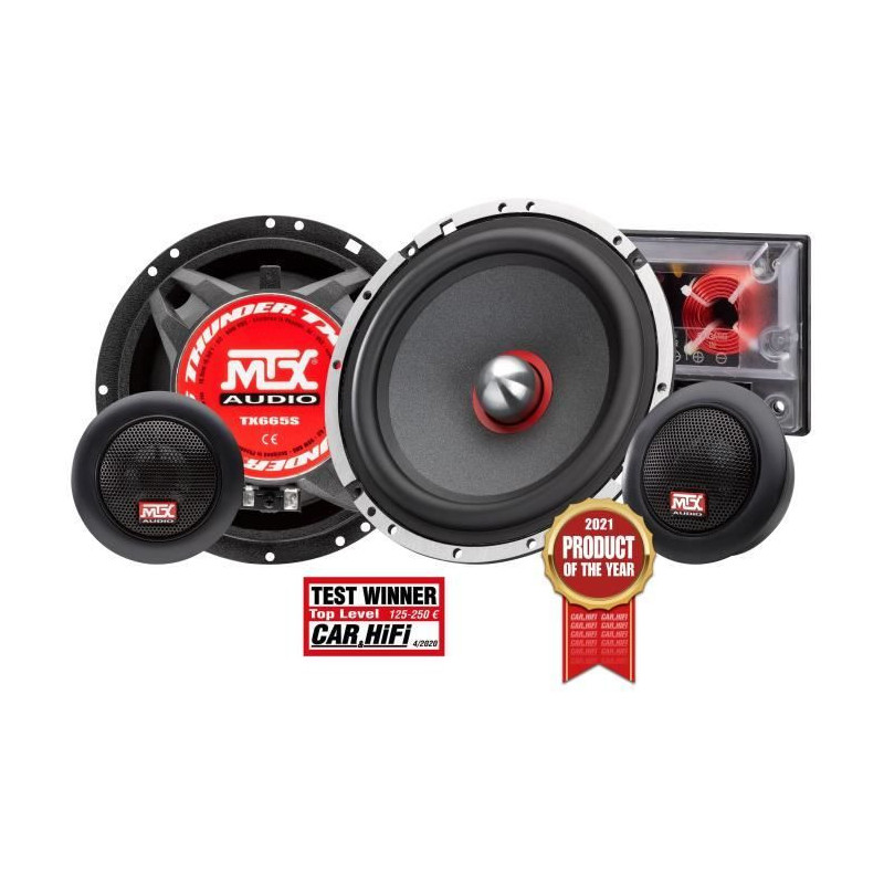MTX TX665S Speakers Kit 16.5cm 2-way 90W RMS 4O aluminum chassis neody