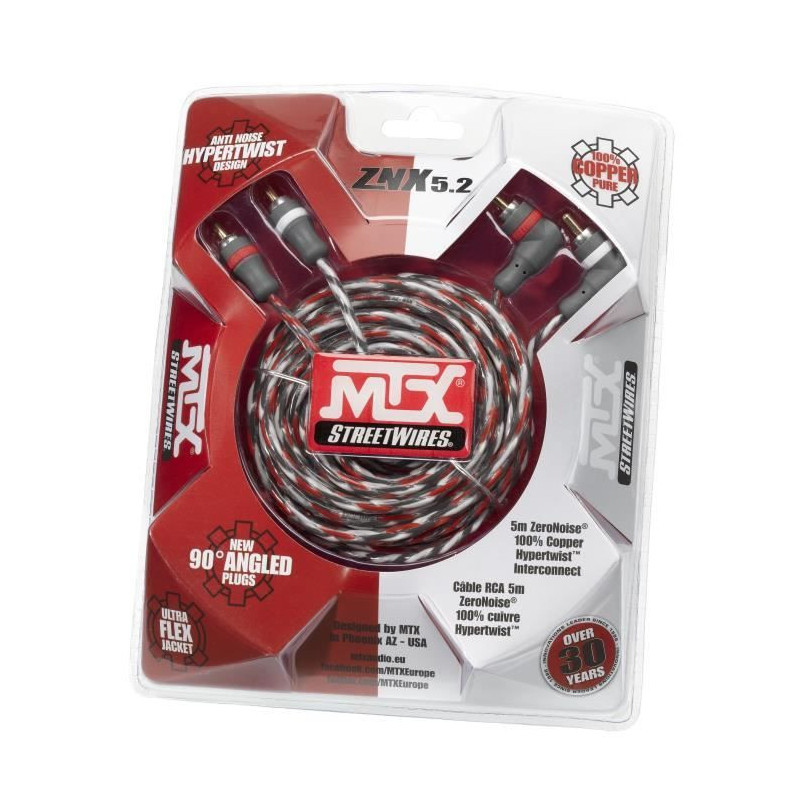 MTX RCA Cable StreetWires ZNX5.2 5m Symmetrical 100% Copper ZeroNoise