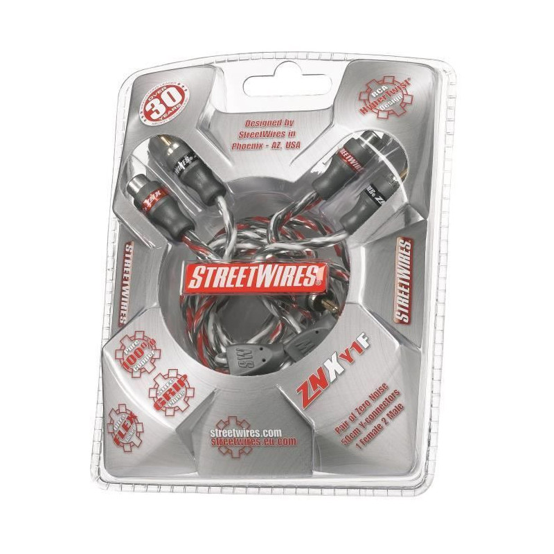 MTX RCA Y Cable StreetWires ZNXY1F 1 Female 2 Male 50 cm 100% Copper Z