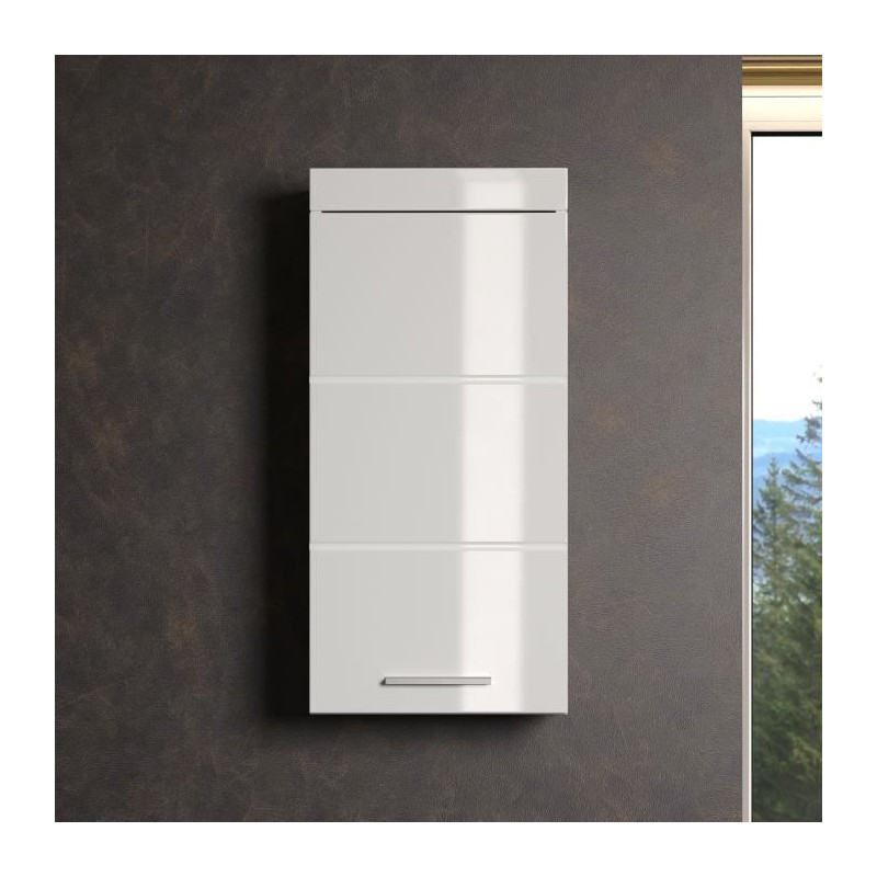 AMANDA high bathroom storage unit - 1 door - White - L 37 x D 23 x H 7