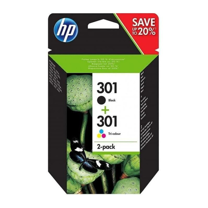HP 301 pack of 2 black / 3 color genuine ink cartridges for HP Envy 45