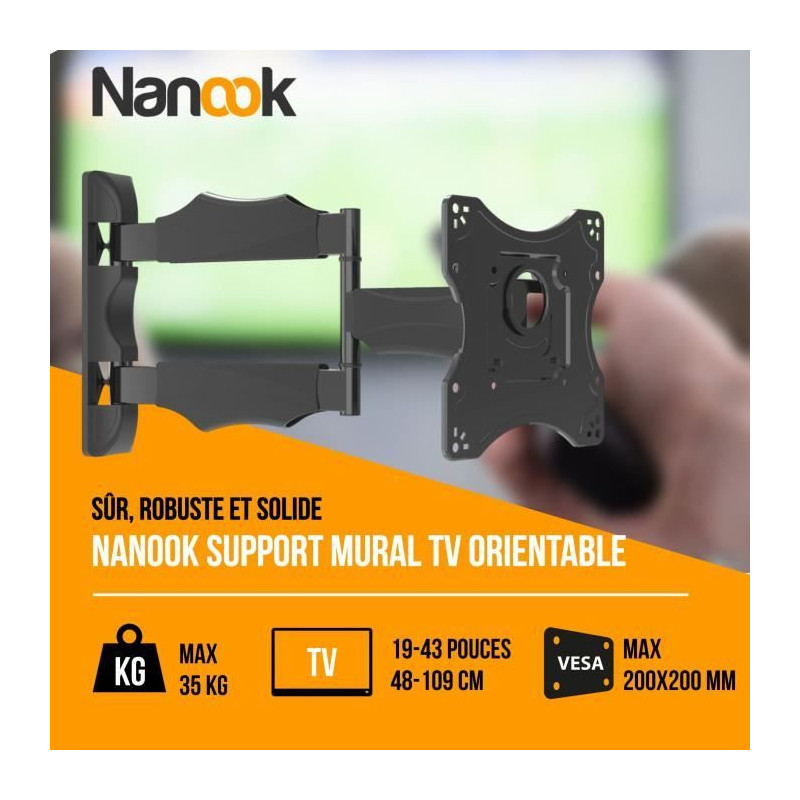 NANOOK Full Motion Tilt TV Wall Mount Bracket for 19-43 Inch TVs - Wal