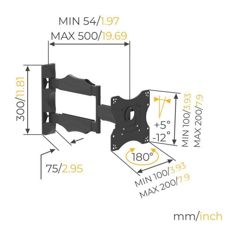 NANOOK Full Motion Tilt TV Wall Mount Bracket for 19-43 Inch TVs - Wal